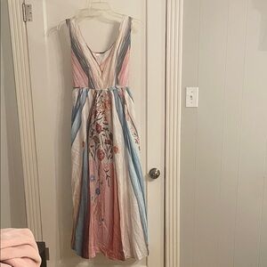 Chic Floral Maxi Dress in Pink and Blue